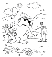 A coloring page of clifford the big red dog